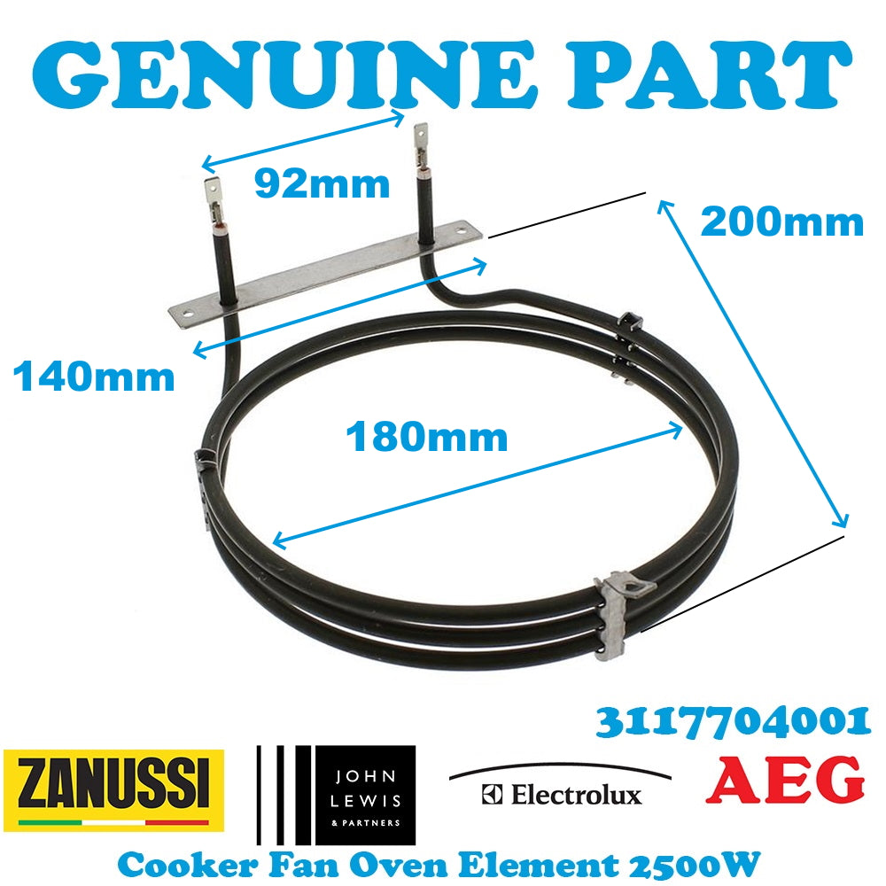 Aeg Electrolux Tricity Bendix Zanussi Cooker Fan Oven Element 2500W
