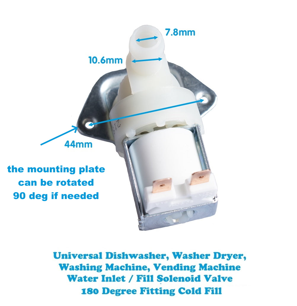 Universal Dishwasher Washing Machine 1 Way Inlet Solenoid Water Valve 10mm Bore 180