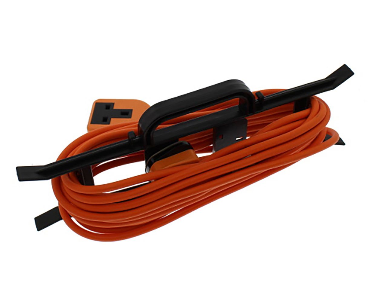 Universal Orange Extension Lead & Plug Assembly with Trailing Socket (2-core x 1.5mm, 10m)