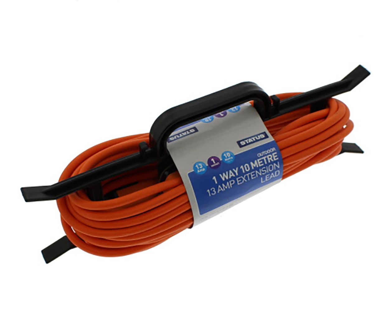 Universal Orange Extension Lead & Plug Assembly with Trailing Socket (2-core x 1.5mm, 10m)