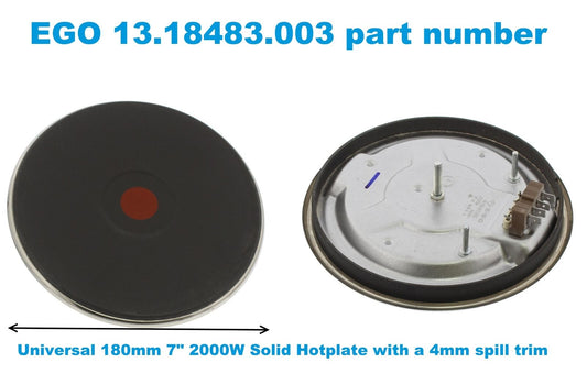 Universal Cooker Hob Solid Hotplate Element 180mm 2000W 4mm 19.18483.003