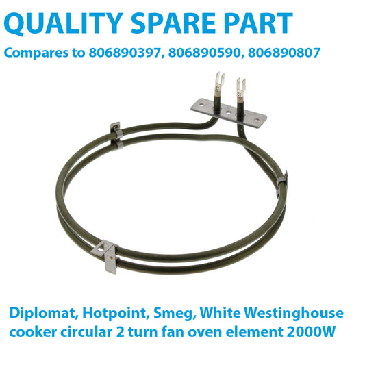 Diplomat Hotpoint Smeg White Westinghouse Cooker Fan Oven Element 2000W