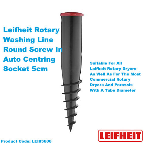 Leifheit Rotary Dryer Screw In Plastic Ground Socket 5cm