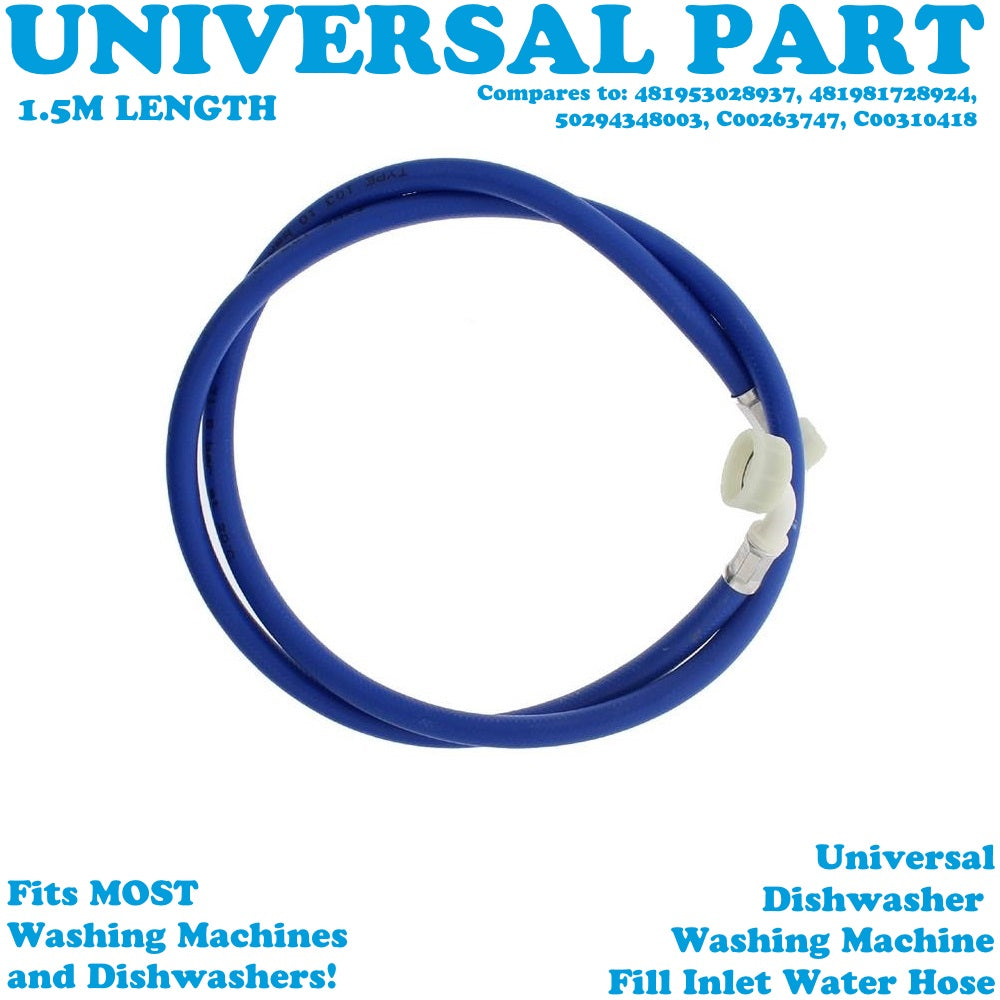 Universal 1.5m Dishwasher Washing Machine Fill / Inlet Water Hose Blue